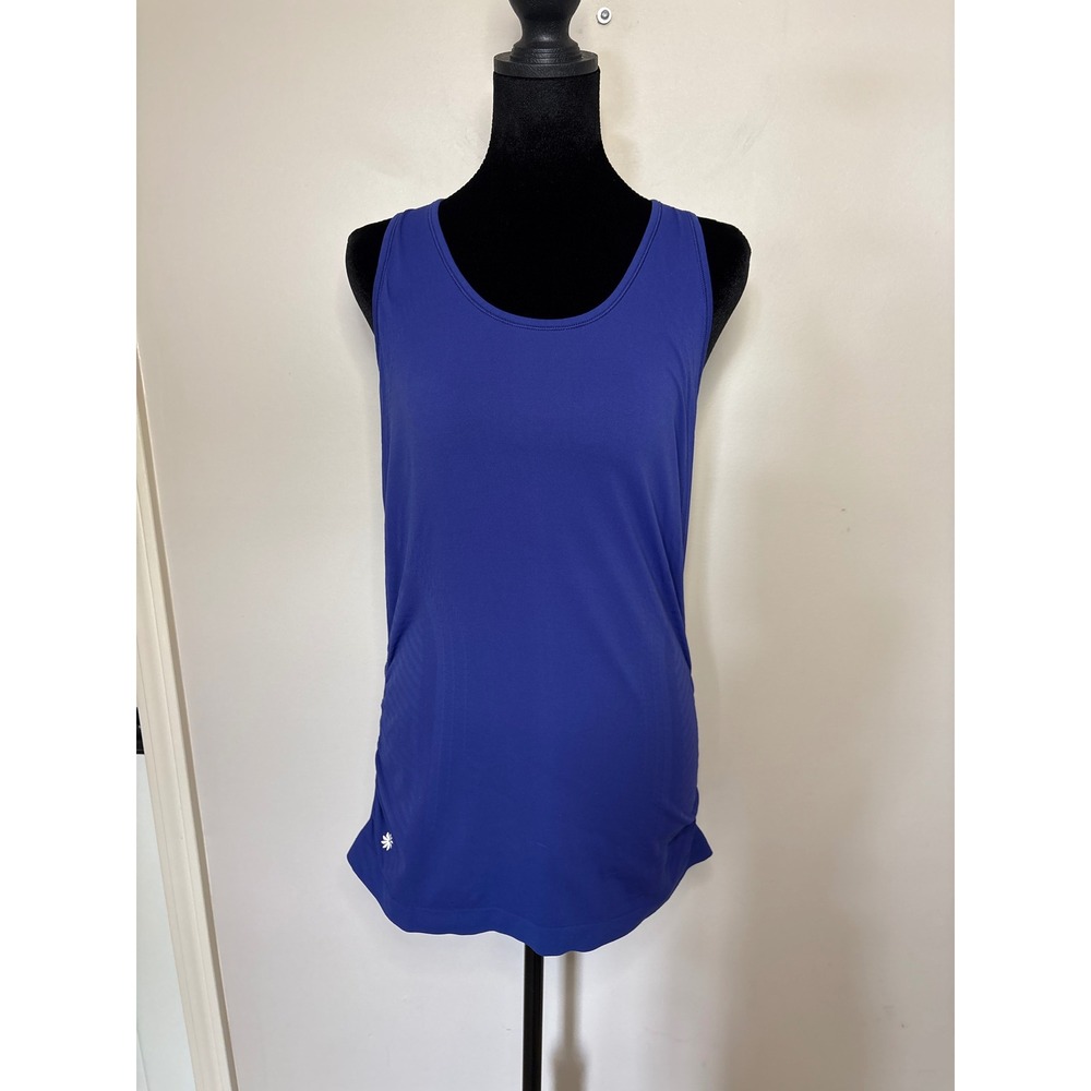 Athleta Blue Racerback Tank Top Ruched Side Textured Activewear Medium